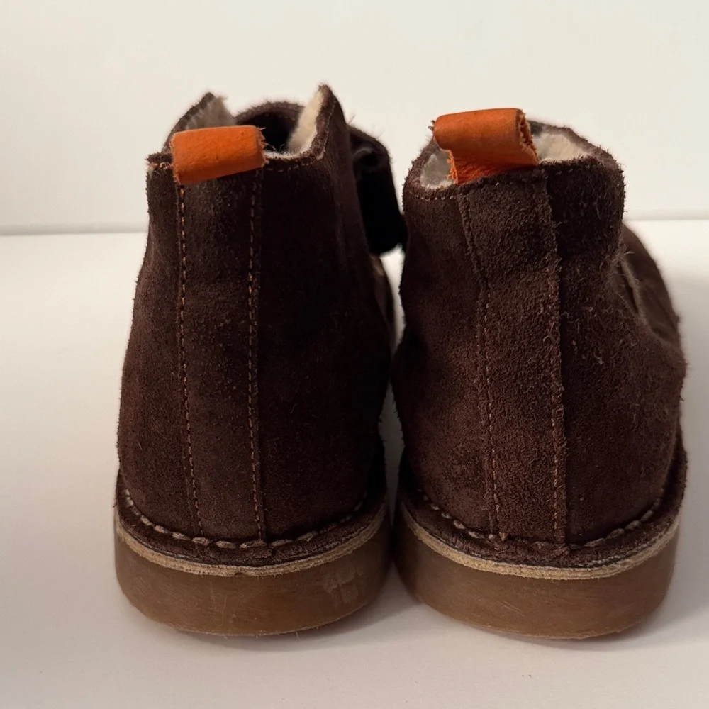 Boys Youth 3 4 Mini Boden Brown Suede Ankle Boots with Strap lined VGC Shoes